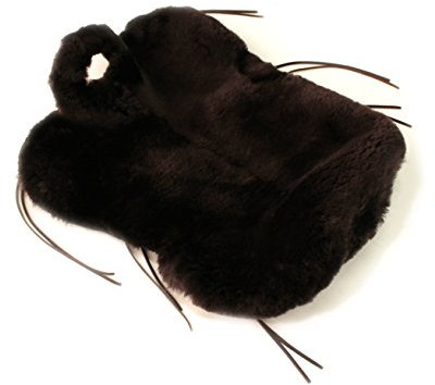 Förster-Fellnest Westernsattelbezug aus echtem Lammfell - schlanke Form, mit Lederbändern und Hornausschnitt - kompaktes Fell, kräftiges Leder, 2 Größen, Dunkelbraun