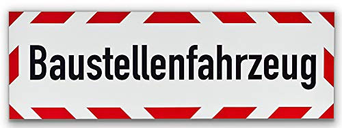 UvV Kfz reflektierendes Adhäsiv haftendes Schild | Baustellenfahrzeug (45 x 15 Adhäsiv)