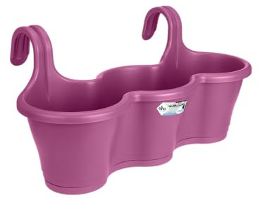 Elho Corsica Easy Hanger Trio 50 - Übertopf für Balkon & Außen - Ø 53.0 x H 27.0 cm - Lila/Kräftiges Violet