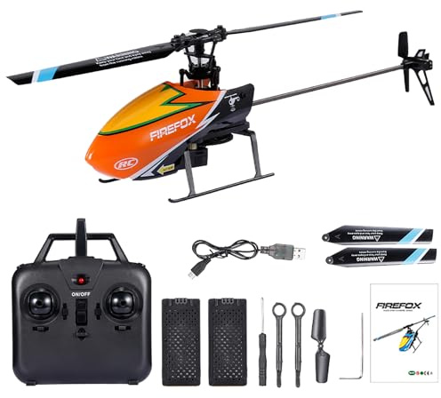 GoolRC C129 RC Helicopter, 4 Channel 2.4Ghz Remote Control Helicopter with 6-Axis Gyro, Aileronless RC Aircraft with Altitude Hold, Landing Pad and 2 Batteries (Orange)