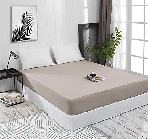 Mixibaby Spannbettlaken Jersey Spannbetttuch 100% Baumwolle Bettlaken Spannbettuch Laken 28 Farben, Größe:120 x 200 cm, Farbe:Beige