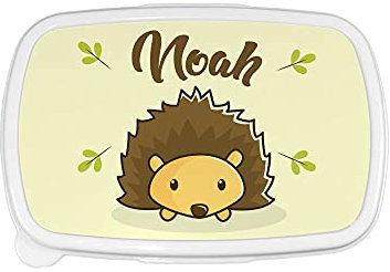 Fupies Porta pranzo e merenda personalizzato con nome baby riccio maschietto, Azzurro