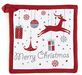 Excelsa Küchentopflappen Merry Christmas, 20 x 20 cm, Baumwolle und Polyester (65431)