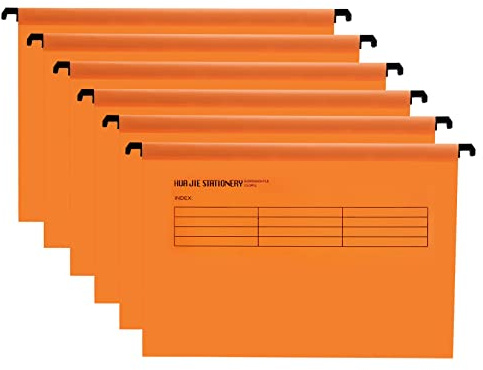 Hotyin Foolscap Upphängningsfiler, 12 st arkivskåp upphängningsfiler med flikar och kortinsatser, polypropylen hängande arkiveringsmapp för filorganisation, orange