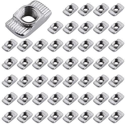 Yeepeo 50 dadi a testa a martello da 8 mm, scanalatura 8, filettatura M8, profilo 4040, in acciaio al carbonio, a T, per profilo in alluminio, fessura di estrusione (EU40 M8 × 19,5 × 10)