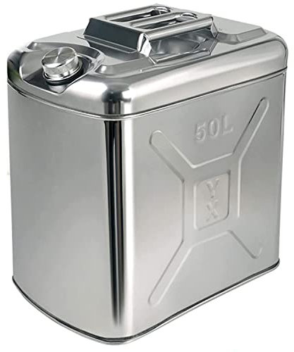 YILEFU Bidón De Combustible De Acero Inoxidable Bidón De Gasolina De Gran Capacidad Recipientes Gasolina Portátiles Tanque Combustible con Manguera para Automóviles Y Motocicletas,50L