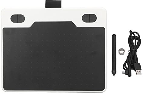 Tablette Graphique Avec 4 Touches Personnalisables, Stylet 8192 Niveaux, Design Ergonomique pour Ordinateurs Portables, Ordinateurs de Bureau et Ordinateurs Portables OS X, Plug and Play(Blanc)