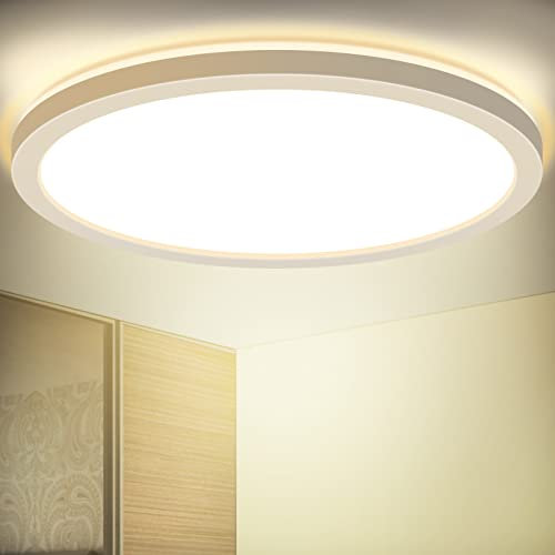 LEZOE Plafoniera LED Soffitto 18W, Lampada da Soffitto LED Moderno 4000K 1800LM Plafoniera Bagno Plafoniere da Ufficio Luce Soffitto per Camera da Letto Cucina Soggiorno Balcone 22CM