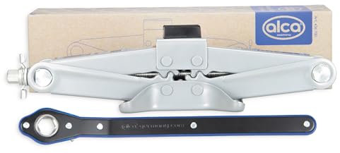 alca® Scherenwagenheber mit Ratsche – 2t Tragkraft, 360° drehbarer Sattel, robuste Qualität bis -50°C, inkl. 17er Stecknuss, TÜV Rheinland Zertifiziert, GS geprüft, ideal für SUV & 4x4