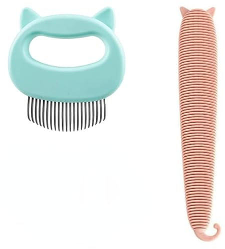 Anoudon Haarentfernung Katze Kamm, Katze Zunge Bürste, Haustier Zubehör, Haustier Massage Bürste, Katze Haar Bürsten, Haustier Haar Bürsten, rosa und grün