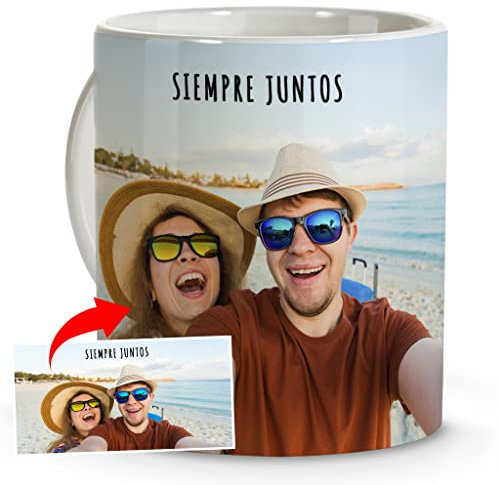 LolaPix Pack de 2 Tazas Personalizadas Con Foto y Texto. Originales para Regalar. Desayuno Personalizado. Regalos Personalizados Con Foto. Con Nombre Día de la Madre.