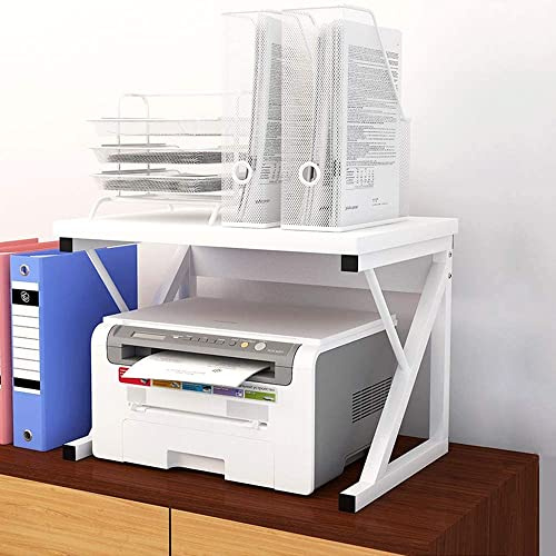 nozama Printer Stand,2 Tier Wood Printer Desktop Stand with Storage,Microwave Rack Shelf Bakers Rack for Small Space,Printer Table