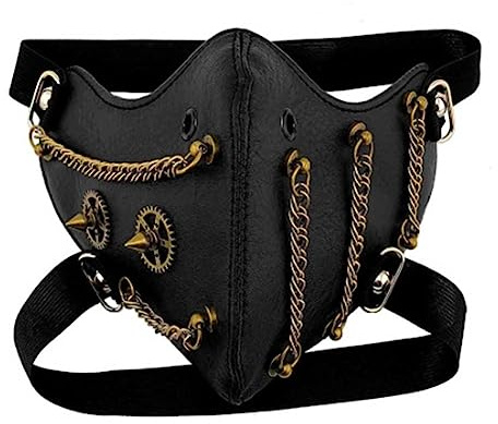 Jiumaocleu Masque médiéval en cuir Steampunk gothique punk rivet masque rock motard masque pour bal masqué, fête d'Halloween, cosplay, accessoire de costume