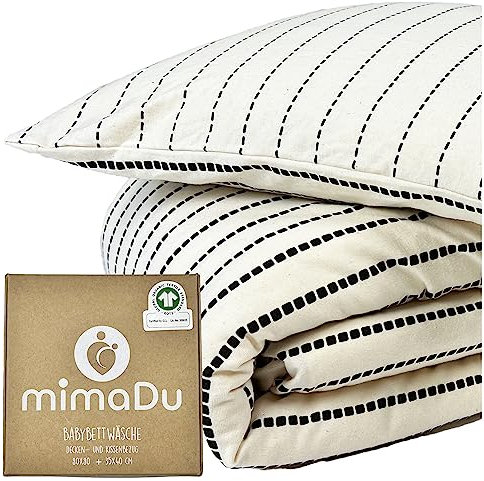 mimaDu - Baby Bettwäsche Set aus Bio-Baumwolle GOTS (Oeko-Tex100) 80 x 80 cm - Babybettwäsche aus Kissenbezug und Deckenbezug für Jungen, Mädchen - Bettbezug für Kinderwagen, Stubenwagen (Boho)