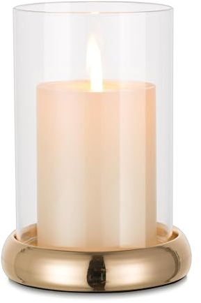 Inweder Windlicht Kerzenständer Schwarz für Stumpenkerzen | mit Glaszylinder, Moderne Deko, Metall Kerzenhalter für Tischdeko Weihnachten Hochzeit Heimdekoration