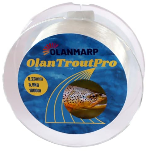 Olanmarp Monofile Angelschnur 1000m Nylon Bastelschnur | Zielfischschnur Forelle – monofile Nylon Schnur zum Angeln und Basteln, 1000m Spule