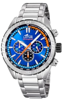 LOTUS Reloj Hombre Analógico de Acero Inoxidable 316l Plateado | Movimiento de Cuarzo, Cronógrafo, Cristal Mineral de Alta Resistencia, Resistente al Agua 5 ATM 18951/4 Special Prices