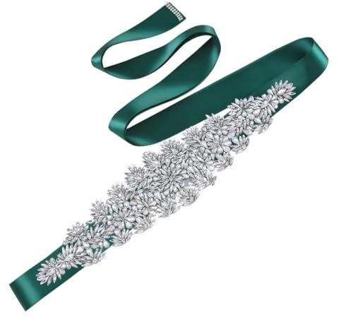 Wvapzxx Gürtel für Brautkleid, Hochzeitskleid, glitzernde Schmucksteine, Strass, für Damenkleider, Brautjungfer, Perlen, Taillengürtel, Dunkles En8-Band, One size