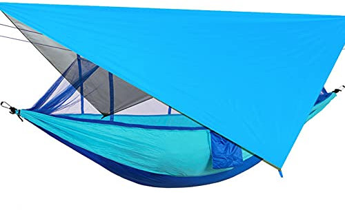 QTANZIQI Tragbares Camping-Hängematten-Set mit Regenfliegen-Tarp, Moskitonetz und Aufhängeset - Fallschirm-Nylon-Hängemattenzelt für das Überleben im Freien (Style7)