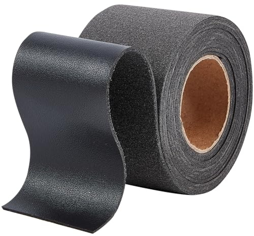 GORGECRAFT Schwarze Lederstreifen 50mm X 2m Einseitige Litschi-Maserungslederriemen 1.7mm Dick Flache Kunstlederschnur Für Heimwerkerarbeiten Gitarrengürtel Schmuckverpackungen Griffherstellung