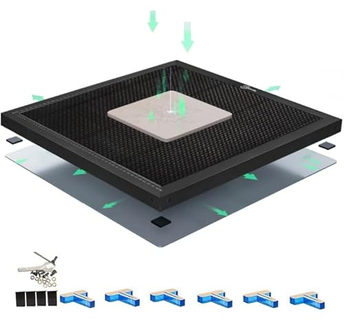Creatorally Tavolo Lavoro a Nido d'Ape, 460x460 mm Letto Laser 22 mm per Macchina Taglio per Incisore, con Piastra in Alluminio, Aghi E Materiali per Incisione