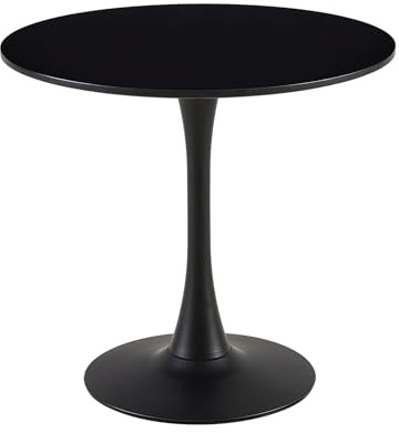 buybyroom Moderner Esstisch Runde Küche Esstisch Kleiner Tisch für Küche Wohnzimmer Esszimmer Balkon, Runder Tisch Durchmesser 70x70cm, Schwarz