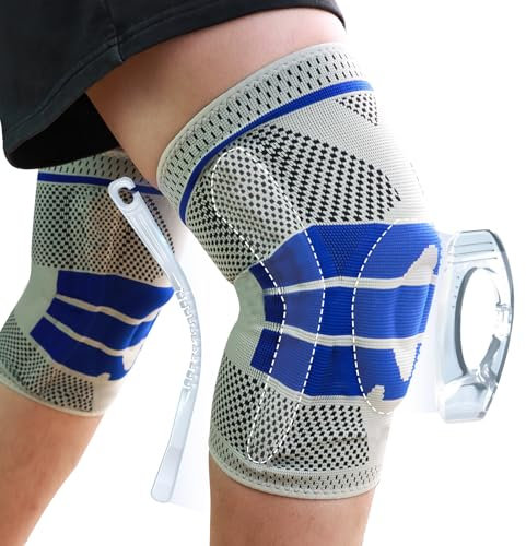 ZUYIST 2 Stück Kniebandage Männer Arthrose M, Wiederverwendbare Kniebandage Damen Meniskus, Silikon Bandage Knie, Atmungsaktiv Knee Support Knieschoner, mit Federstegen für Gelenkschmerzlinderung
