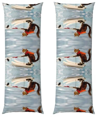 Wasserski Fuchs Eichhörnchen SamLng Langkörper Kissenbezug 50,8 x 152,4 cm – weich, atmungsaktiv, mit Reißverschluss, ideal für Heimdekoration
