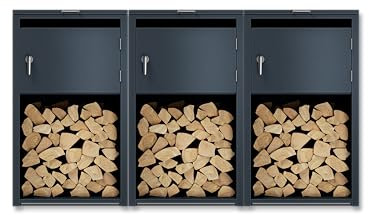 Metzler® Brennholzregal mit Pflanzdach und modularem Aufbau – RAL 7016 anthrazit matt – wetterfest, aus massivem Stahl für langlebige Kaminholz-Lagerung – ideal für Außenbereich, erweiterbar