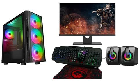 Budget Gaming PC 22” Bundle + RGB speakers Intel Core i3-128 ssd -8GB/16GB RAM - 500GB /1000GB HDD – GT 710 2GB ARGB Gaming Case - WINDOWS 10 (1000, GB, 16, GB)