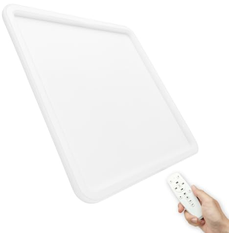 LED ATOMANT Plafón LED Cuadrado Blanco 36W 50x50cm CCT (Selector de Color Blanco Cálido, Neutro y Frío), Marco Luz Indirecta con Mando a Distancia