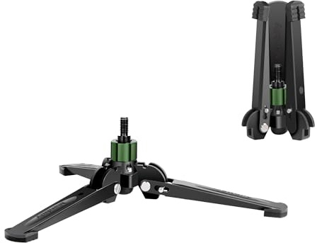 Manbily M-2 Monopod Base with Three Feet, Mini Desktop Tripod, 3/8 inch Screw, Monopods Stand Support Travel for DSLR Camera Ball Fluid Head Camcorder, Tilt 20° & Rotate 360° (Green)