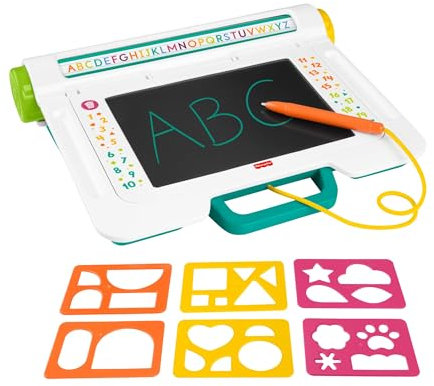 Fisher-Price Preschool Toy Learn & Doodle Desk Mess-Free Writing & Drawing Tablet with LCD Screen for Travel Creative Play Kids Ages 3+ Years, JDL70