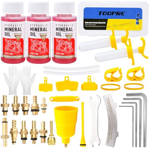 TEGOVE Kit Purge Frein pour Shimano, TEKTRO, MAGURA Hydraulic Disc Series, Kit Purge Frein VTT,Compris 180ml Liquide de Frein Minéral Haute Performance