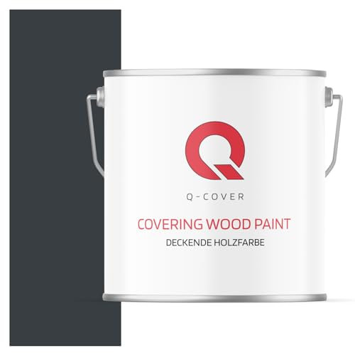 Q-COVER DECKENDE HOLZFARBE 5L HALBMATT Anthrazitgrau RAL 7016 RAL DECKFARBE HOLZLACK DECKLACK WETTERSCHUTZFARBE ALLE HOLZARTE OSB-PLATTEN INNEN AUßEN ca. 80-150 ml / m2