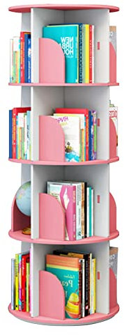 Drehbares Kinderregal für A4-Bücher, Spielzeug und Pflanzen, Rosa, 40 x 128 cm