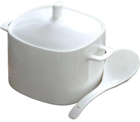 Ceramic Soup Serving Bowl,Microwavable Bowl,Bone China Serving Soup Tureen with Lid and Ladle Set, 3000ml Large Ceramic Serving Bowl with Cover for Parties Eating Entertaining Home Decor, 109oz