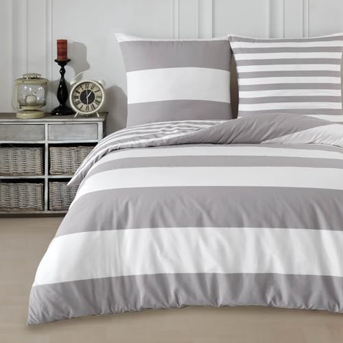 Buymax Bettwäsche 200x220 cm – Bettwäsche Set 3-teilig 200 x 220 cm, Renforcé 100% Baumwolle, Bettbezug mit 2 Kissenbezügen 80x80 cm, Oeko-TEX, Reißverschluss, weich und atmungsaktiv