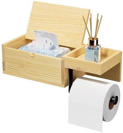 HapiRm Portarrollos de papel higiénico sin taladrar, 4 en 1, con caja para toallitas húmedas, práctico soporte para rollos de papel higiénico, para baño y aseo