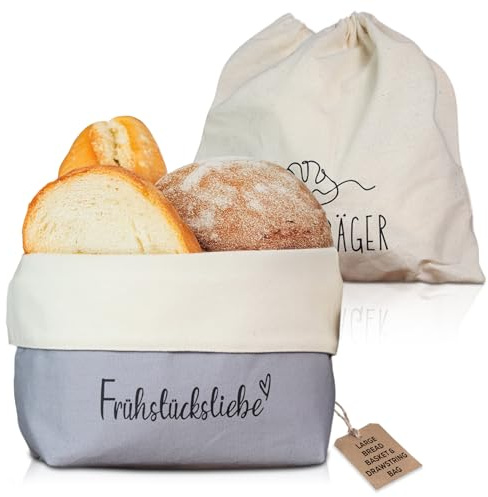 COZYINT moderner Brotkorb aus Stoff | Brottasche | Brötchenkorb | Brotkorb modern! Mit Brottasche - Innentasche (Groß)