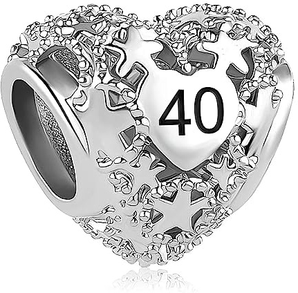 FGT Breloque en forme de cœur compatible avec les bracelets Pandora Moments Argent Étoile étincelante