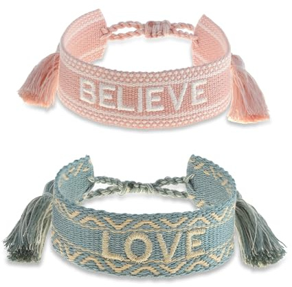 Tillverkad av Nami vävt armband kvinnor med bokstäver i olika varianter lyckobringare vänskapsarmband presenter till kvinnor presenter till mamma, Eine Grösse, Bomull, Ingen ädelsten