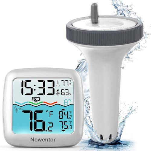 Farerkass Termometro Galleggiante per Piscina Termometro Piscina Galleggiante Pool Thermometer Ricevitore Esterni e Interni per Neonato Bagnetto, Acquario,Spa,Laghetto, Pesci