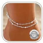 Kenivira Fussketten Für Frauen Silber 925 Wasserdichte Mehrschichtig Fußkettchen Für Damen Verstellbare Strand Fußkettchen Fußschmuck