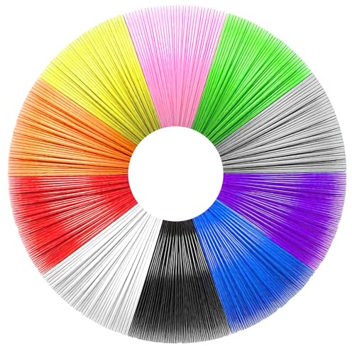 3D Stift Filament PCL, 10 Farben 3D Drucker Filament 1.75mm | für Niedrige Temperaturen, 3D Kinder Stift and 3D Druck Stift Zubehör, 50 M