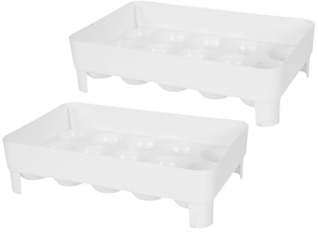 Porta Huevos para Nevera de Plástico Blanco, 2 Piezas | Almacenaje Prolongado, Formato para Frigorífico, Organización de Huevos en Cocina
