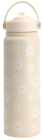 Nymora 800ml (26oz) Daisy Water Bottle Thermos Bottle - Back to School Gifts Insulated Stainless Steel Water Bottle with Straw for Women and Girls
