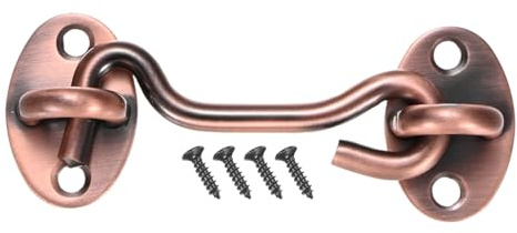 M METERXITY 1 Pcs Haken Und Ösenverschluss Für Tür 80 Mm/3 Zoll 201 Edelstahl Scheunentürverschluss Haken Und Ösenverschluss Für Tor/Fensterladen/Fenster/Schrank/Badezimmer [Rot]