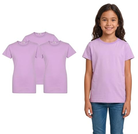 A2Z 4 Kids Girls Crew Neck Tee - Girls T Shirt 3 Pack Lilac 13