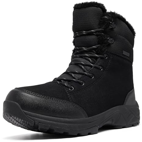 SHULOOK Winterstiefel Herren Wasserdicht Warm Gefüttert | Winterschuhe Herren Schneestiefel rutschfeste Hohe Wanderschuhe Outdoor Schuhe Winter für Wandern Camping